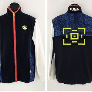 Puma Les Benjamins Mens Track Jacket Full Zip White Black Blue Sz M
